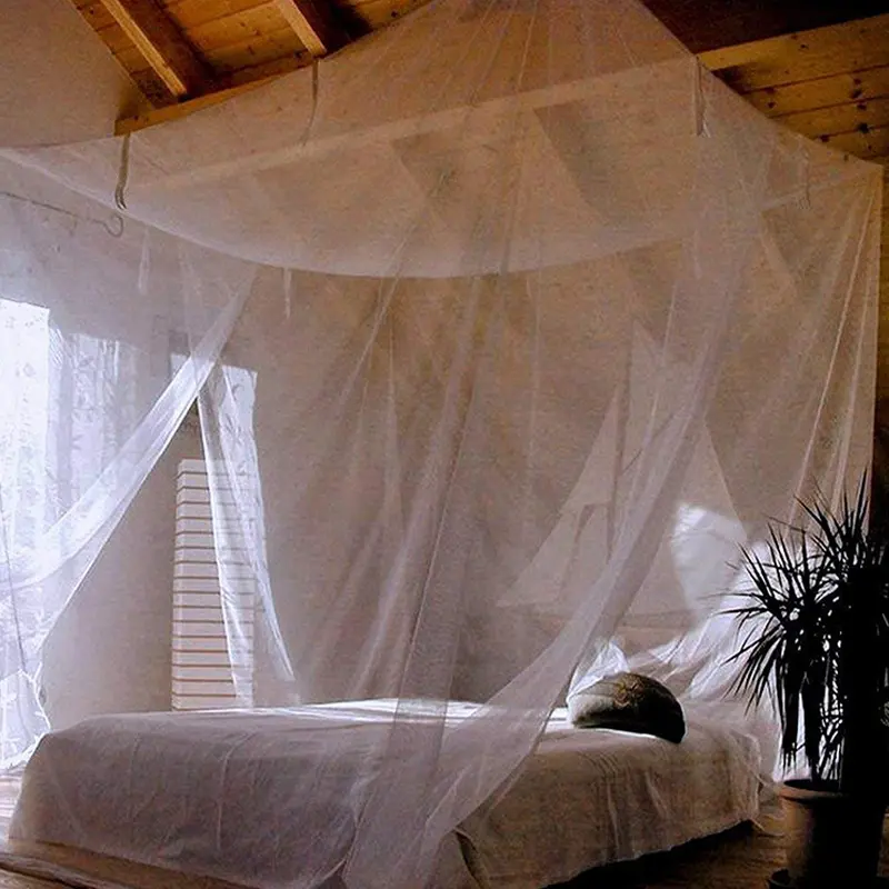 Soft Breathable Mesh Mosquito Net - 2-Opening Full Coverage Canopy, Double Left/Right Doors, White Bed Curtains for Queen Size Bed, Home, Lightweight Easy In & Out Bug Protection, Peaceful Sleep Guaranteed, Upgrade Your Bedtime, Portable