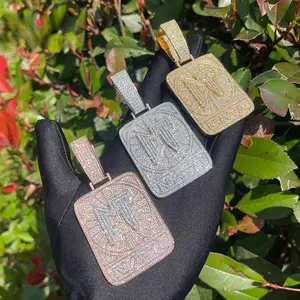 [ICE HUE]18K Gold Vacuum Plated Copper with 5A+ Sri Lanka Zircon CT NATA Square Pendant with Necklace Miami Italy Mexico & Micro Inspired for Women & Men Luxury Jewelry,Daily Wear,Casual Fashion,Gift Idea,,Classic,Hip Hop,Simple,Sporty Style