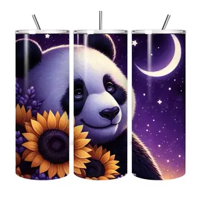 20 oz Panda and Sunflowers Tumbler - Perfect for Your Next Drink - Drinkware, Bottle