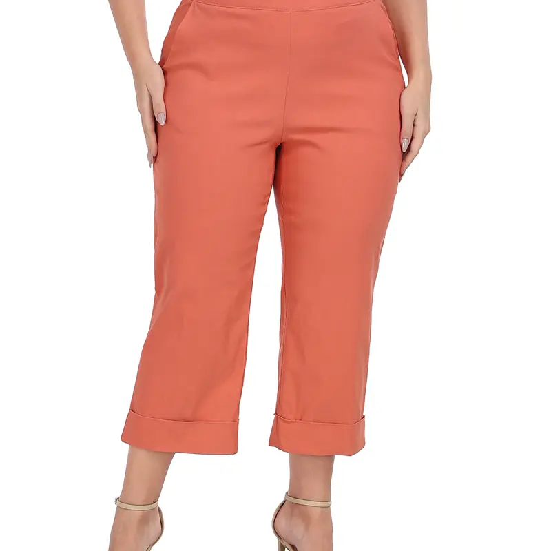 HDE Plus Size Women's Capri Pants (1X, 2X, 3X) - Pull-On, High Stretch, Plain, Straight Leg, Tummy Control, Hip-Fitted, Breathable Spandex-Rayon-Nylon Fabric, Pockets, Casual, Office Work Bottoms