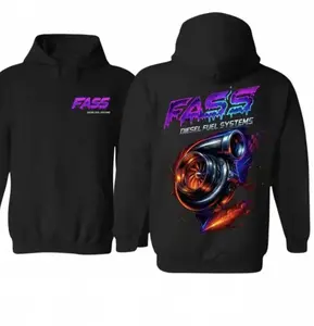 FASS Diesel Turbo Graphic Hoodie Fashionable Unisex Pullover Sweatshirt Cozy Autumn Winter Streetwear Biker Style Casual Party Hoodie Comfortable Gift for Auto & Diesel Fans