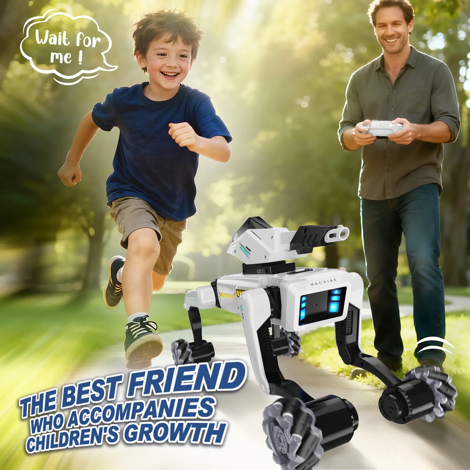 Akeleo RC Robot Dog Toy, 3-in-1 Robot Dog with Wheels Kit,Voice & Remote Control, 30+ Bionic Actions, Voice & Remote Control,Programmable Moves, Rechargeable Battery,Mecanum Wheels, Built-In Fun Songs Transfor,STEM Toy for Kids,Gifts for Boys,Ages 6+