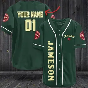 Personalized Green Jameson Whiskey Baseball Jersey Baseball Jersey Shirt Couple Jersey Gift For Him Gift For Her