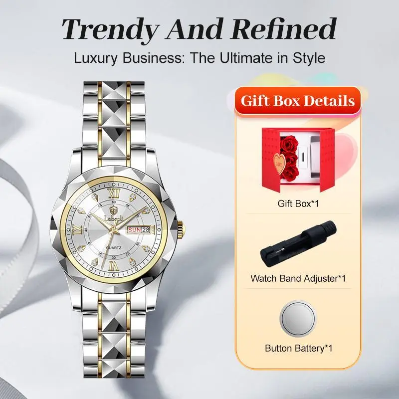 Women's Fashionable Luminous Waterproof Quartz Metal Watch Gift Set - 28mm Round Dial Analog, Exquisite All-Match, 30M Water Resistance, Ideal Birthday Gift, Fashionable Watch