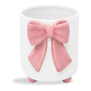 Footed Planter, Pink Bow