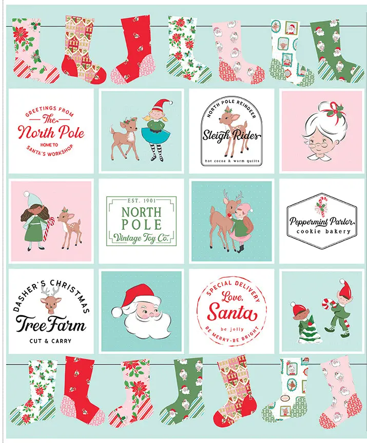Fabric Riley Blake Claus & Co. Quilt Panel PD17749-PANEL