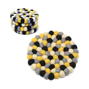 Global Crafts Handcrafted Felt Trivet & CoasterChakra Set