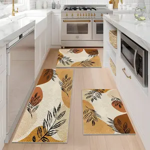 1/2/3Pcs Bohemian Kitchen Mats for Floor,Farmhouse Vintage Plant Pattern Home Decor,Pineapple Texture Design Kitchen Rugs, Washable Non-Slip Floor Mat,Doormat.