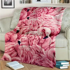 This Single Pink Flamingo Patterned Blanket Is Chic, Cozy, And Provides Warmth - Ideal for Sofas, Workplaces, Beds, Outdoor Activities, And Travel - a Great Gift Suitable for Any Time of The Year