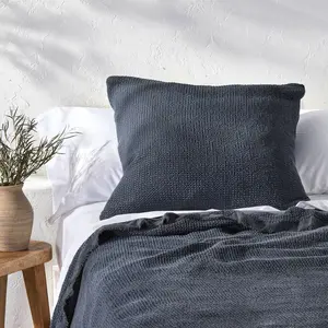 Euro Textured Waffle Pillow Sham Dark Mineral Blue - Casaluna