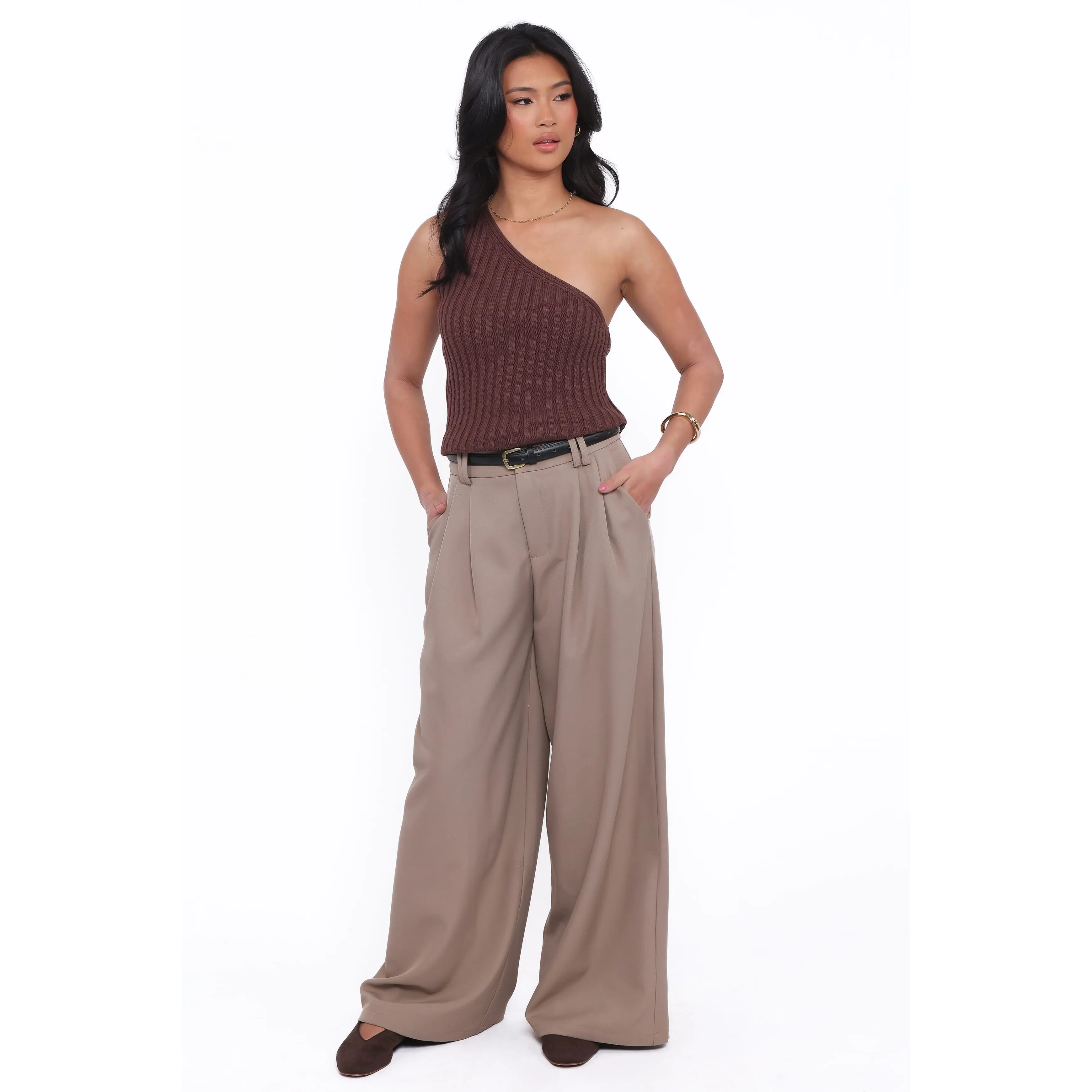 Kathryn Wide Leg Pant - Beige
