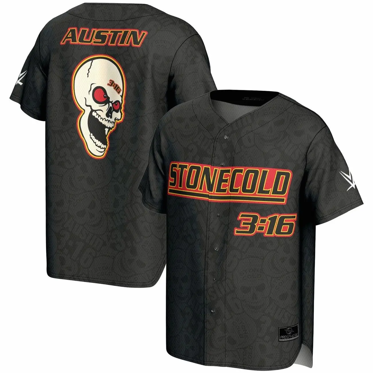 "Stone Cold" Steve Austin ProSphere 3:16 Skull Fashion Baseball Jersey - Black