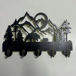 Wooden Key Hook, Forest Theme Wall-Mounted Storage Rack, Ideal for Entryway, Front Door, Kitchen, Hallway, Garage, Office