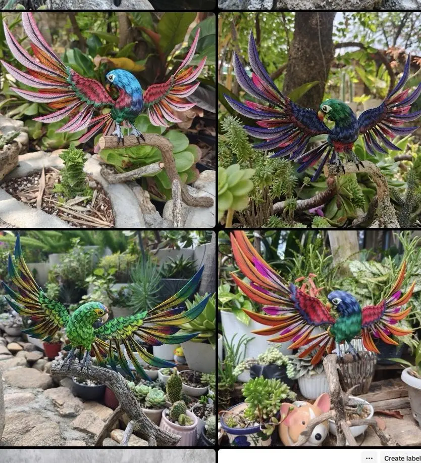 Parakeet Bird Statue Mexican Art Oaxaca Alebrije Sculpture, Made Of Wood And Carved By Hand