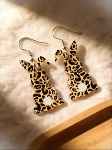 Easter Limited Edition Leopard Easter Bunny Acrylic Drop Earrings, Unique Design Personalized Earrings For Women Baddie Outfits