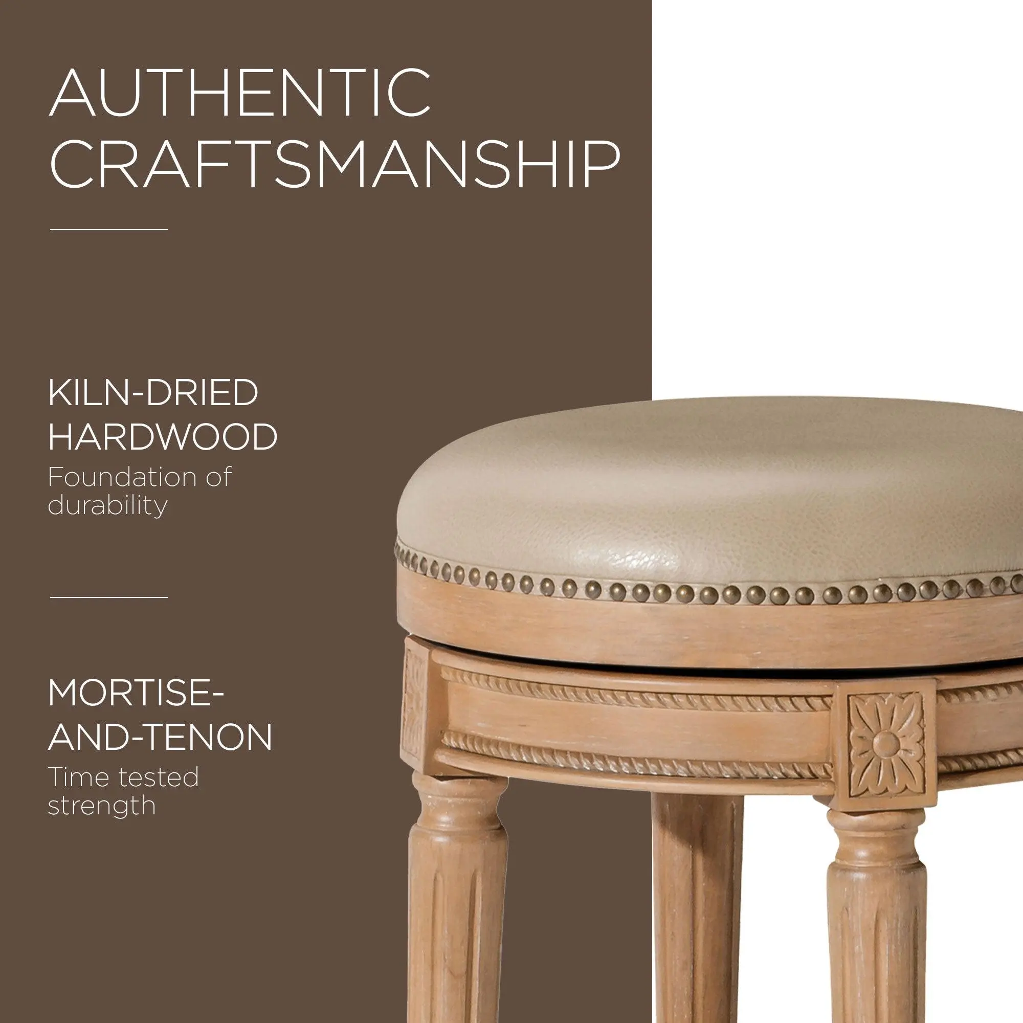 Maven Lane Pullman Backless Bar Stool in Weathered Oak Finish w/ Avanti ...