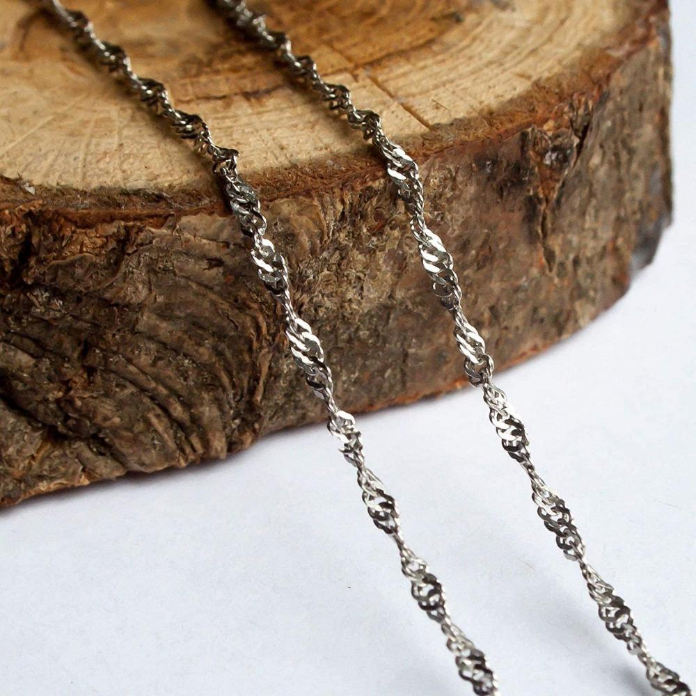 S925 Sterling Silver Simple Water Ripple Chain Necklace Casual Decoration Gift For Women