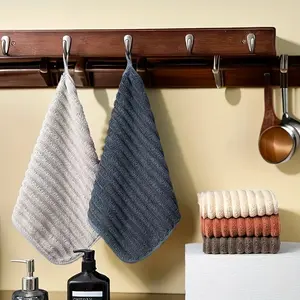 5-Piece Luxury Lightweight Soft Towel Set with Super Absorbent Quick Dry Hand Towels, Multi-Functional 11.8x11.8 Inches for Bathroom and Home, Essential Household Items with Hanging Loops Ideal for Outdoor Kitchen and Travel