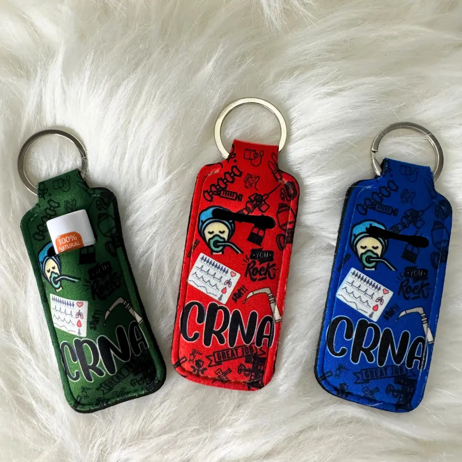 Sublimated lipbalm/ lipgloss keychain holder gift for Nurse Anesthetist CRNA