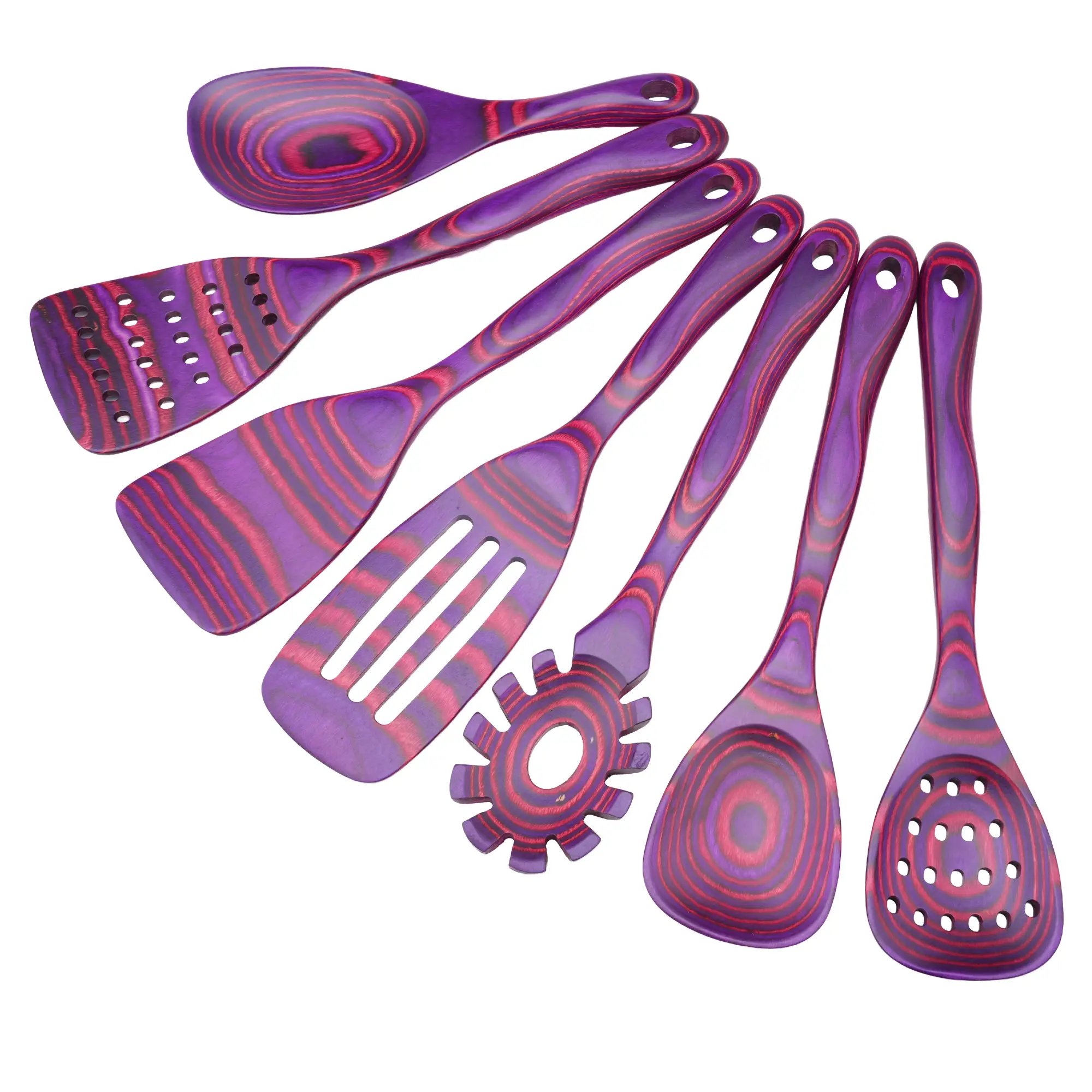 WOSPONFAN 7 PCS Pakkawood Kitchen Utensils Set Non-Stick Wooden Spoons for Cooking Heat Resistant Wooden Utensils for Everyday Use and Special Occasions