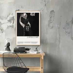 Caitlin Clark  Retro Scratched Poster  Basketball  Black and White - Poster (No Frame)