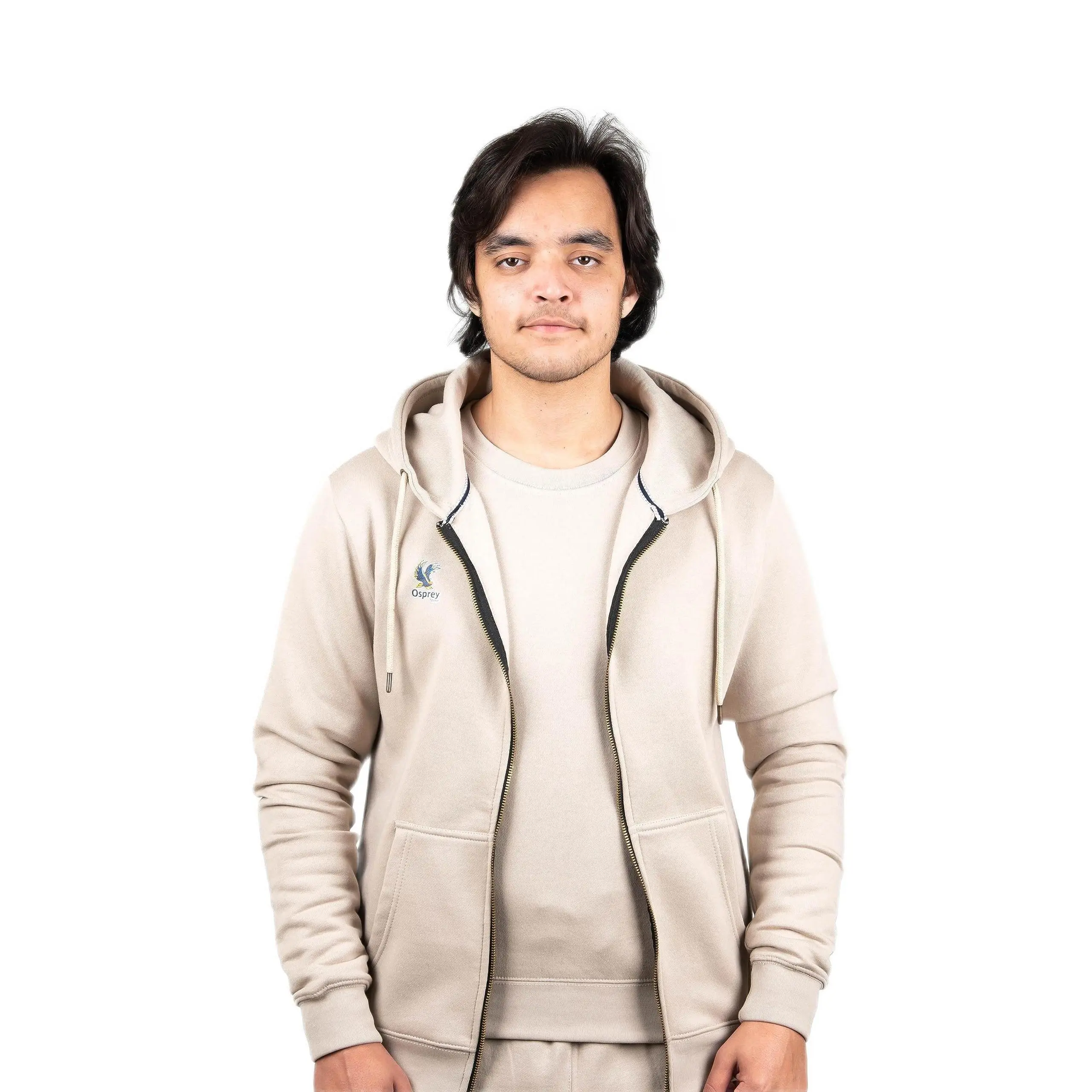 Osprey Store Men's Cotton-Blend Fleece Full-Zip Hoodie with Kangaroo Pocket (as1, alpha, xx_l, regular, regular, CLOUD DANCER/ECRU)