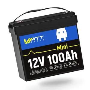 Wattcycle 12V 100Ah Mini Group 22NF LiFePO4 Battery Motors Automatically Cuts and Recovery，boasts ，Deep Cycle Perfect for Trolling Motors Marine Boat RVs，High Power Portable,Easy travel rv