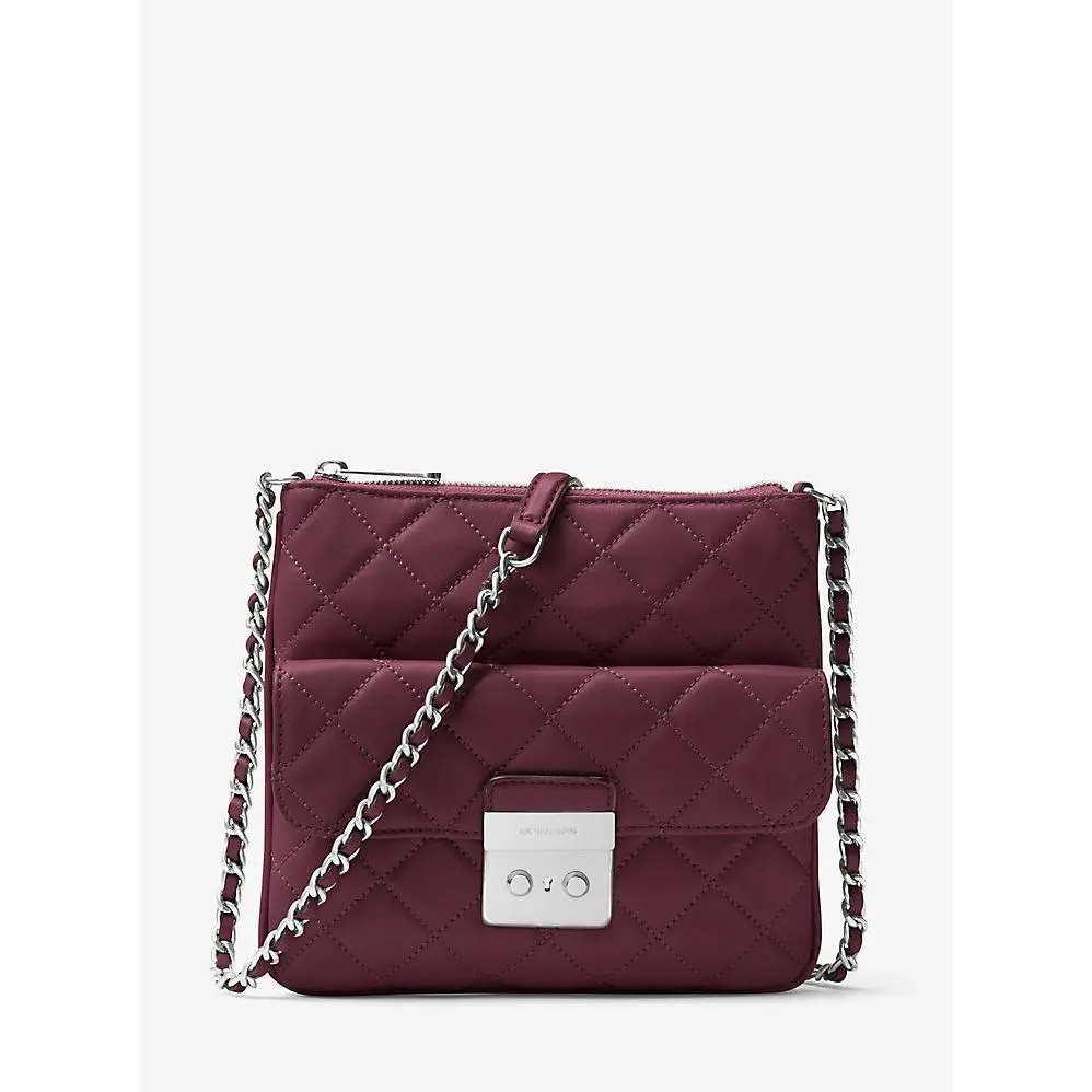 Michael Kors Sloan Medium Quilted-Leather Crossbody Bag - Plum - 30F6ASLM2L-633