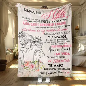Para mi hija - To My Daughter Blanket -Floral & Letter Pattern Blanket, Soft Throw Blanket, Warm Nap Blanket for Home Office cooling blanket