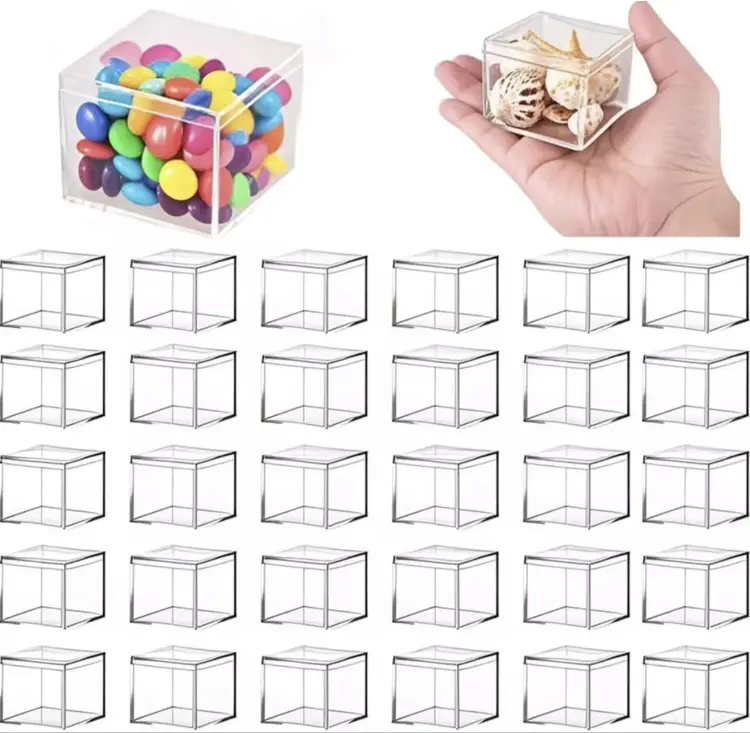 30pcs Covered Acrylic Cube Small Transparent Boxes, a Practical And Stylish Storage Container for Acrylic Cube Candies, Perfect for Organizing And Displaying Various Items.