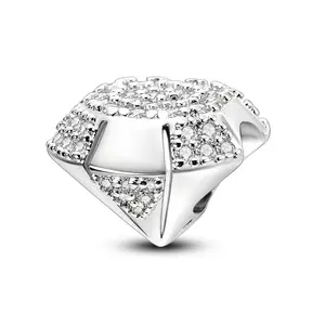MULA Sparkling Diamond Shaped Beads, S925 Silver-plated, Elegant Design, Perfect Gift for Women and Girls on Christmas, Anniversary, Valentine's Day, Can Be Used with Pandora Bracelets and Necklaces
