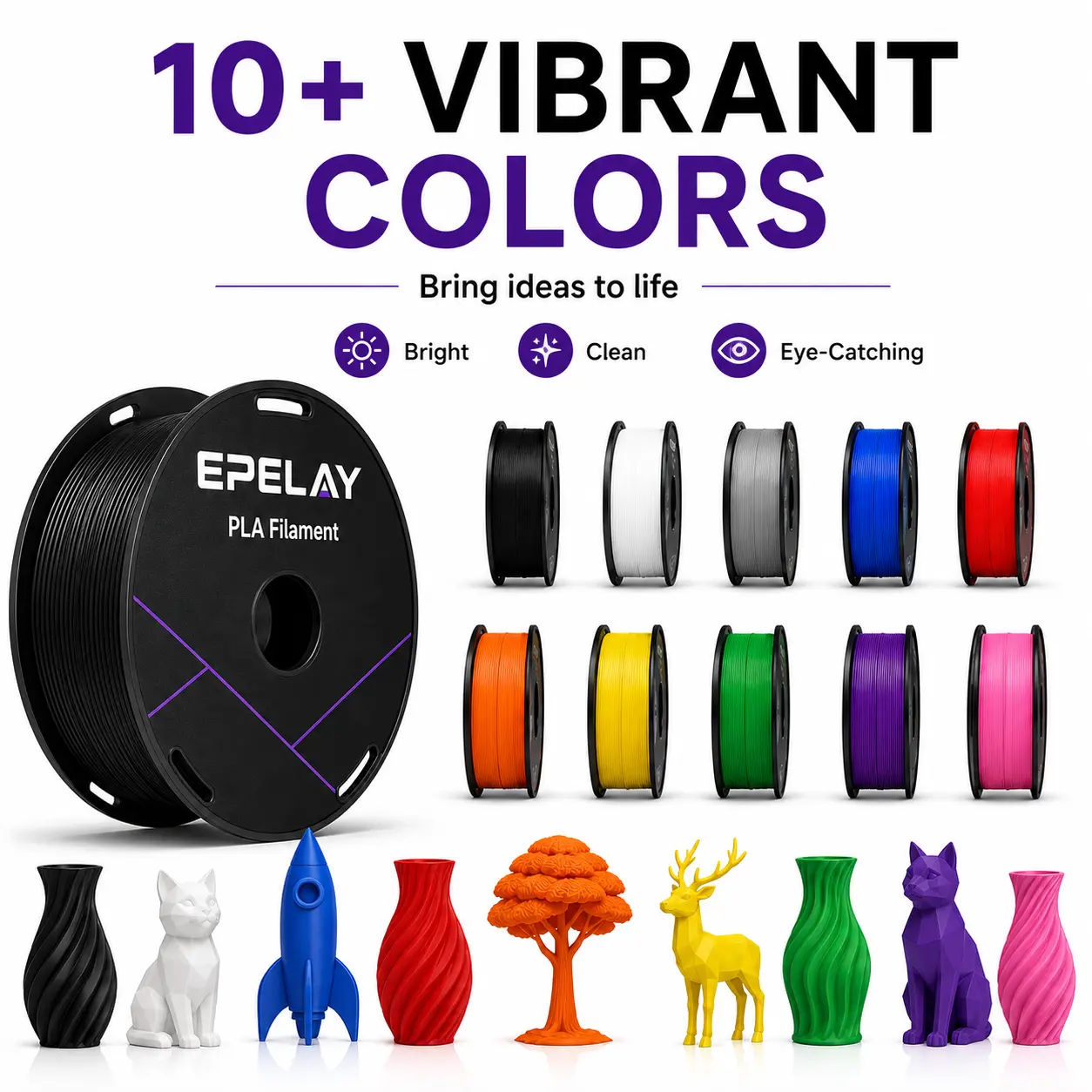 Epelay PLA+ 3D Printer Filament, 1.75mm Diameter, 0.02mm High Precision, Odor-Free, Smooth Feed, Anti-Clog, Eco-Friendly FDM Consumables, Compatible with Most FDM Printers, High-Speed Printing Summervibes Bundle, Diy Projects, Artistic Creations tiktoksho Epelay PLA+ 3D Printer Filament, 1.75mm Diameter, 0.02mm High Precision, Odor-Free, Smooth Feed, Anti-Clog, Eco-Friendly FDM Consumables, Compatible with Most FDM Printers, High-Speed Printing Summervibes Bundle, Diy Projects, Artistic Creations tiktoksho
