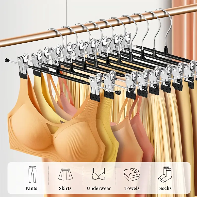 10pcs Metal Clothes Hangers with Clips for Organizing and Hanging Clothes Efficiently