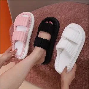 Women'S Home Slippers with Solid Color Stripes, Ultra-Light Sole, Perfect for Casual Wear at Home, Suitable for Mothers And Students.