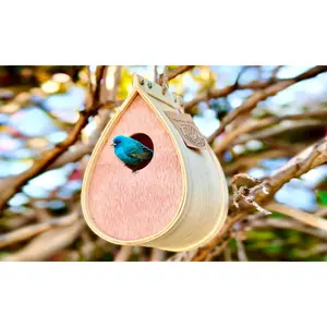 Pollinating Palace - Outdoor Hanging Wooden Bird House,Outdoor Birdhouse for Hummingbirds, Bluebirds and Finch Cardinals, Songbirds, Birdhouse Nesting Box for Wild Bird Viewing Great Gift!