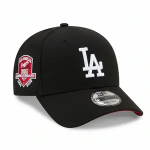 Black New Era 9FORTY Los Angeles Dodgers Curved Brim Baseball Hat - White Embroidered LA Logo, White Undervisor, Limited Edition MLB Premium Streetwear Cap for Men and Women (2026)