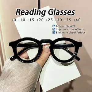 Women's Classic Vintage Round Plastic Reading Glasses, Wide Frame Full Rim, Facial Contouring, Fashion Casual, Daily Wear, Reading Eyeglasses