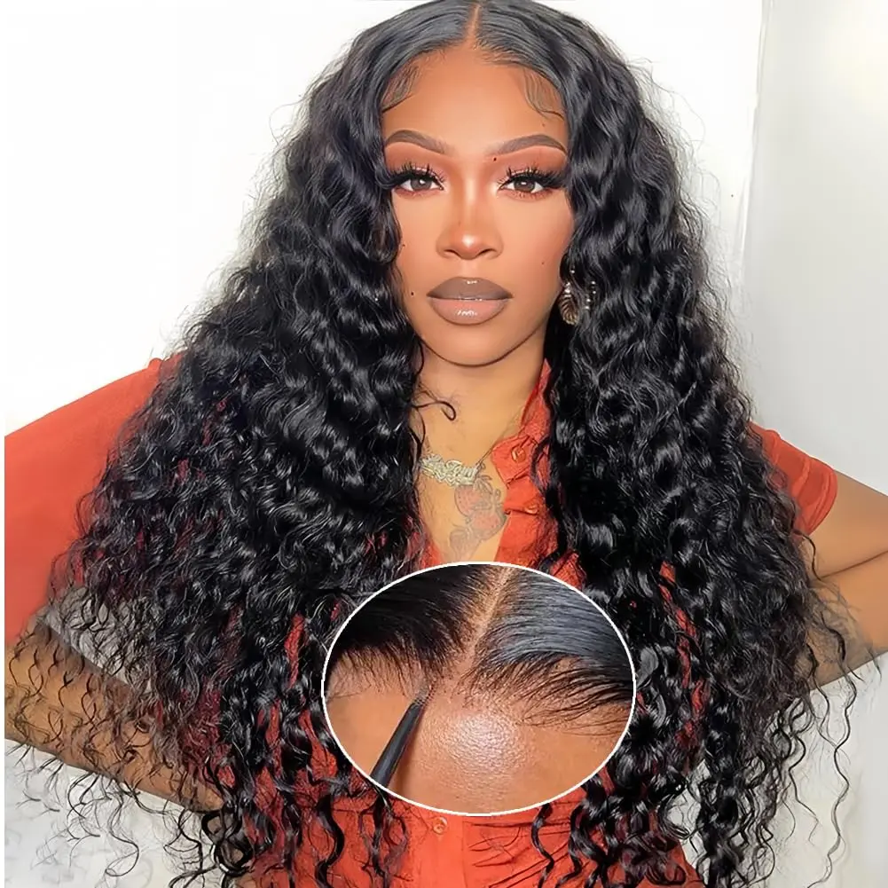 40 Inch Glueless Wigs Human Hair Pre Plucked Pre Cut 250% Density 6x4 Water Wave Lace Closure Wigs Human Hair Wear and Go Glueless Wigs Brazilian Virgin Human Hair Wigs