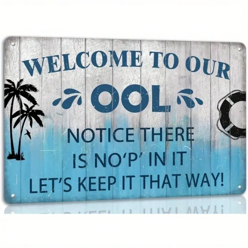 Aluminum Swimming Pool Rules Sign with 26 Funny Designs for Backyard Deck Wall Metal Plaque Decor Retro Pub Home Bar Art Welcome Sign