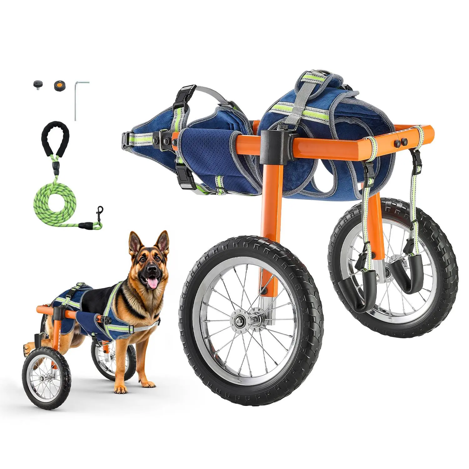 VEVOR Dog Wheelchair for Back Legs, Lightweight 2 Wheels Pet Wheelchair, Height, Width & Length Adjustable, Dog Cart with Shock-Absorbing Wheels, for Injured, Disabled Dogs 48-88 lbs, Large