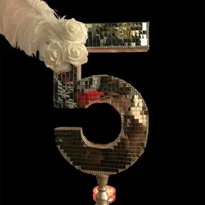 Marquee Mosaic Numbers, Letters & Signs with Dazzling Disco Light Tiles for Weddings and Parties 10inch Decor