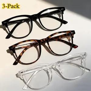 3-Piece Lightweight Retro Glasses Combo – Blue Light Blocking Unisex Eyewear, Blinged Small Oval Tortoiseshell Glasses & Stylish All-Season Sunglasses Perfect for Vacation, Beach & Outdoor Activities