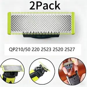 2X OneBlade Replacement Cutter Heads For Philips Norelco, Stainless Steel Razor Blades, Durable Grooming & Hair Care Kit, Barber Accessories