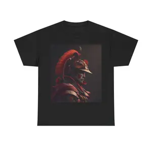 Samurai Graphic Men T-shirt 100% US Cotton Classic Fit Crew Neckline Tear-away Label Oeko-Tex Certified