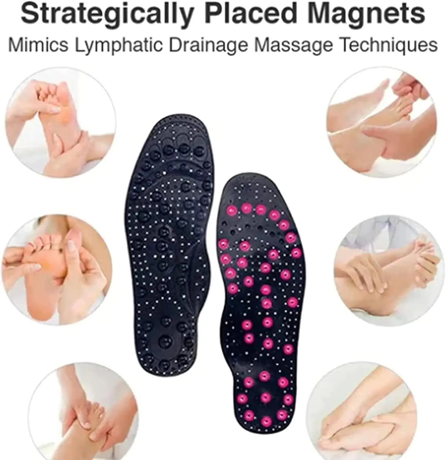 Titanvein Far Infrared Tourmaline Acupressure Insoles, Magnetic Insoles, Acupressure Insoles, Tourmaline Acupressure Reflexology Insole