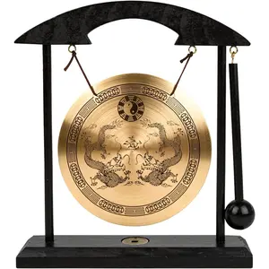 Zen Art Brass Feng Shui Desktop Gong for Home Office Table Decor Collectible Figurines