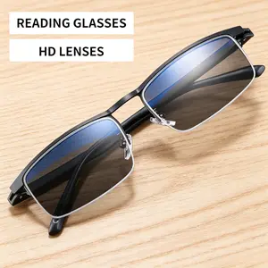 2-in-1 progressive multi‑focus metal semi‑rim reading glasses-classic and stylish; dual function; available in three colors; includes glasses case 2026 New Model daily fashion eyeglass