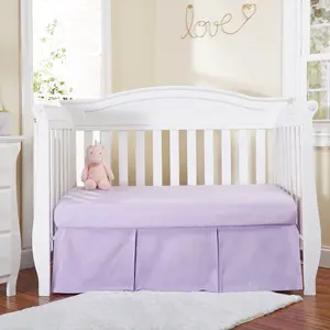 Everyday Kids Purple Pleated Crib Skirt – 100% Cotton Pleated Nursery Dust Ruffle with 14” inch Drop