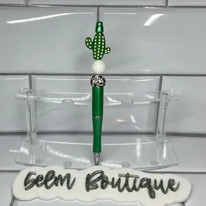 Cactus Silicone Beaded Pen - Green