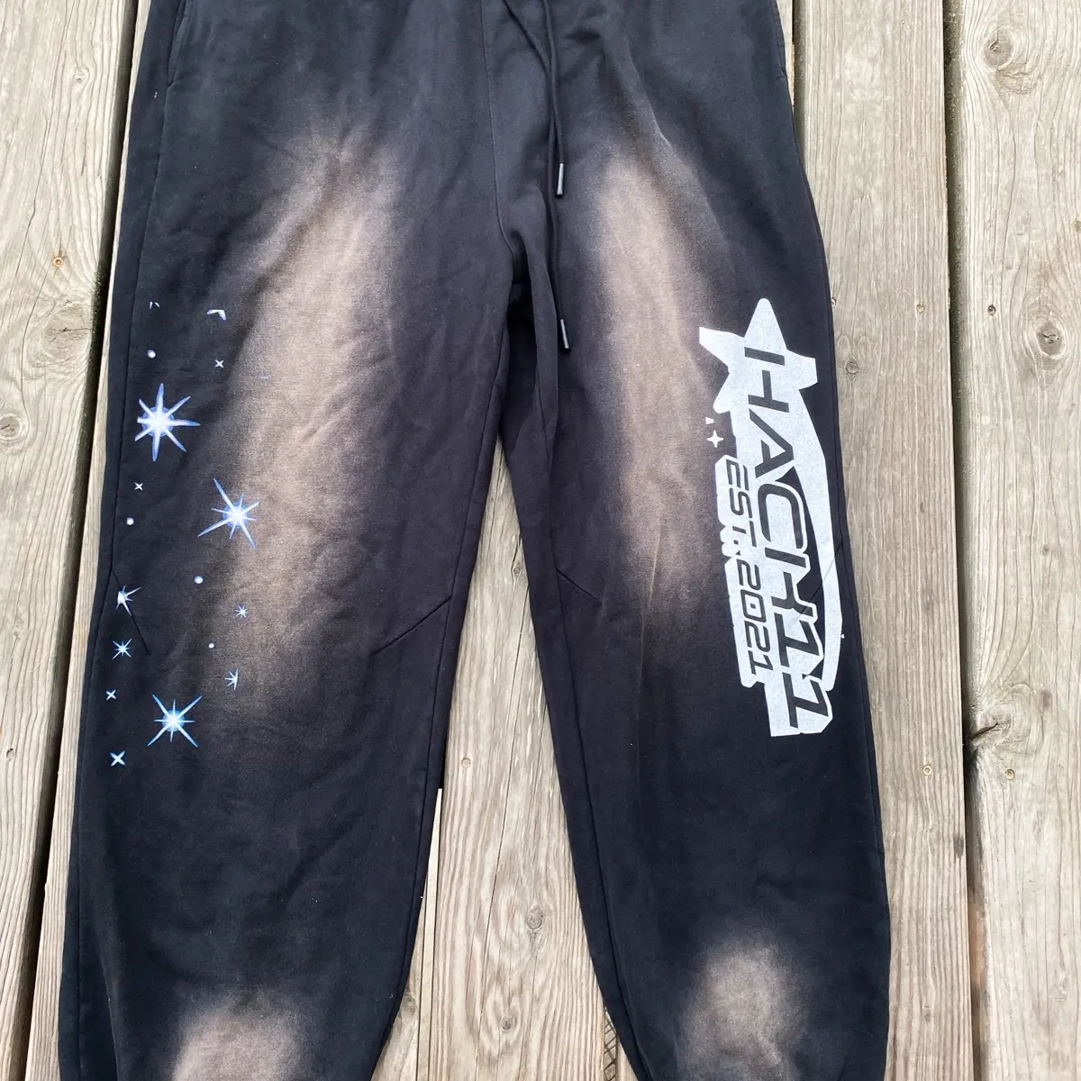 Galaxy Black Sweat Pants - Oversized Tapered Fit, 100% Combed Cotton